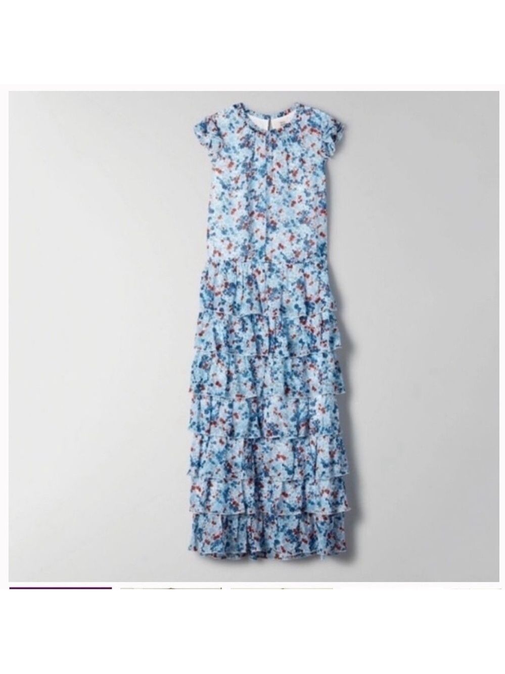 Aritzia Little Moon Blue Rarity Tiered‎ Maxi Dress Sz XS